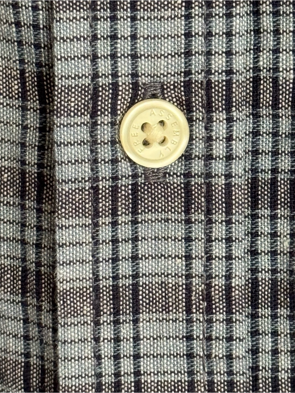 Free Assembly Men’s Linen Blend Plaid Button Down Shirt L Blue Relaxed Fit - Picture 10 of 16